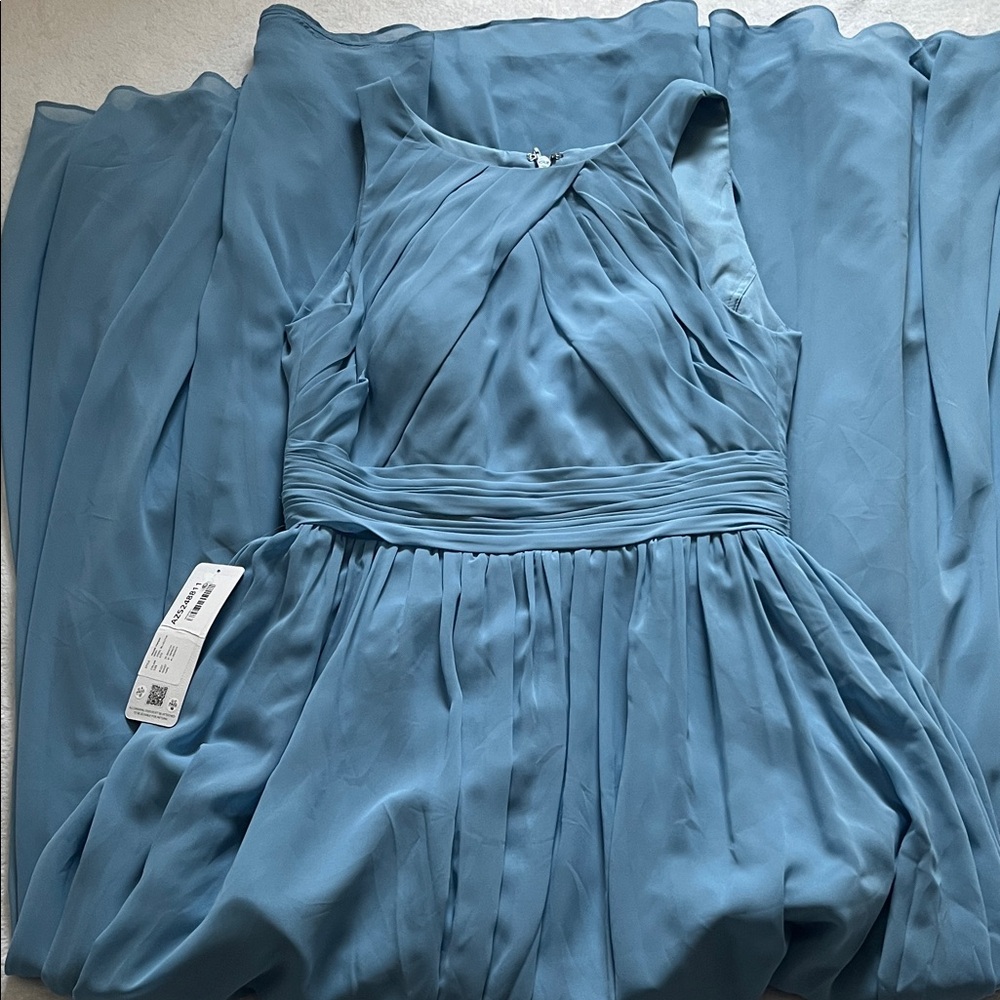 Azazie steel blue Harper Dress